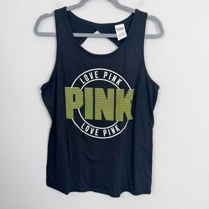 VICTORIA’S SECRET PINK | Black Lounge Sleep Tank Top Cutout Back Women’s Size M